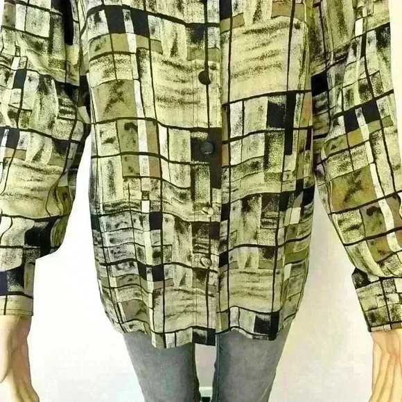 Vintage Boho Artsy Earthy Pattern Oversized Hippie Button Down Shirt Blouse. - Picture 4 of 13